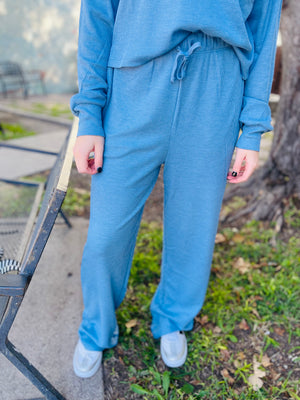 Light Blue Waffle Knit Lounge Pant