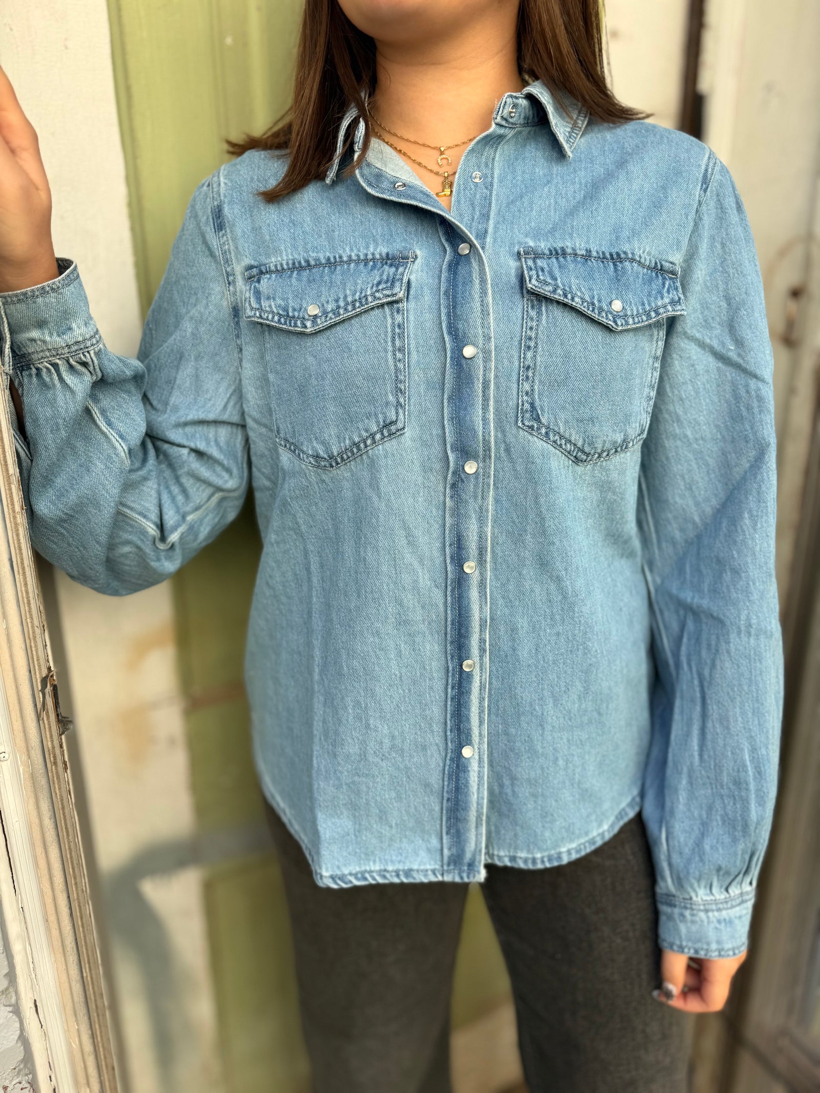 Risen Light Wash Denim Shirt