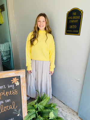 Yellow Textured High Neck Sweater