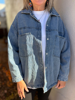 Denim Grinch Sequin Cheermeister Patch Jacket