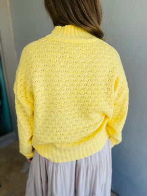 Yellow Textured High Neck Sweater