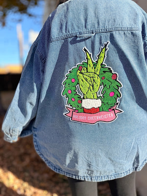 Denim Grinch Sequin Cheermeister Patch Jacket