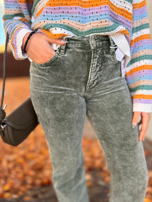 Risen Forest Corduroy Tummy Control Straight Leg Jeans