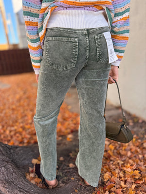 Risen Forest Corduroy Tummy Control Straight Leg Jeans