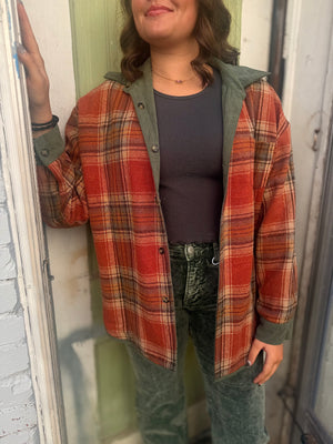 Rust Plaid + Olive Corduroy Reversible Jacket