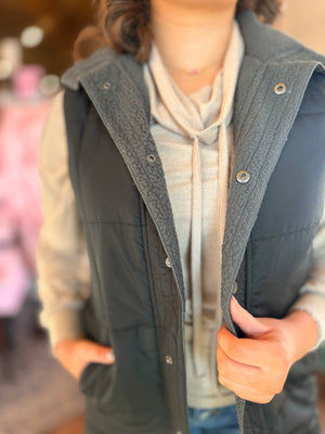 Mono B Black Sherpa Lined Long Vest