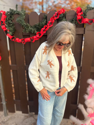 Ivory Cardigan w/ Gingerbread Detail