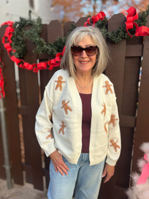 Ivory Cardigan w/ Gingerbread Detail
