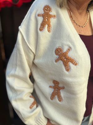 Ivory Cardigan w/ Gingerbread Detail