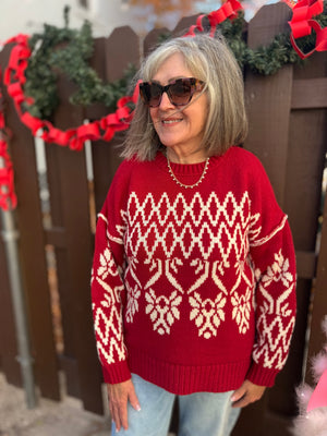 Red Oversized Ski Sweater