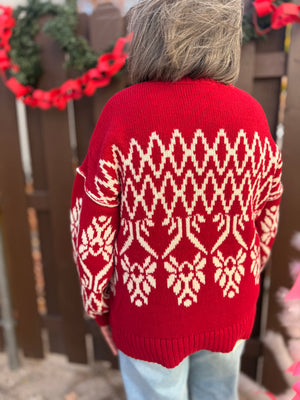 Red Oversized Ski Sweater