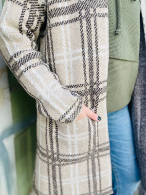 Mushroom Check Jacquard Long Sleeve Cardigan