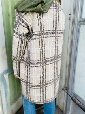 Mushroom Check Jacquard Long Sleeve Cardigan