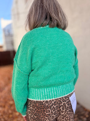 Green Oversized Soft Mock Neck Sweater