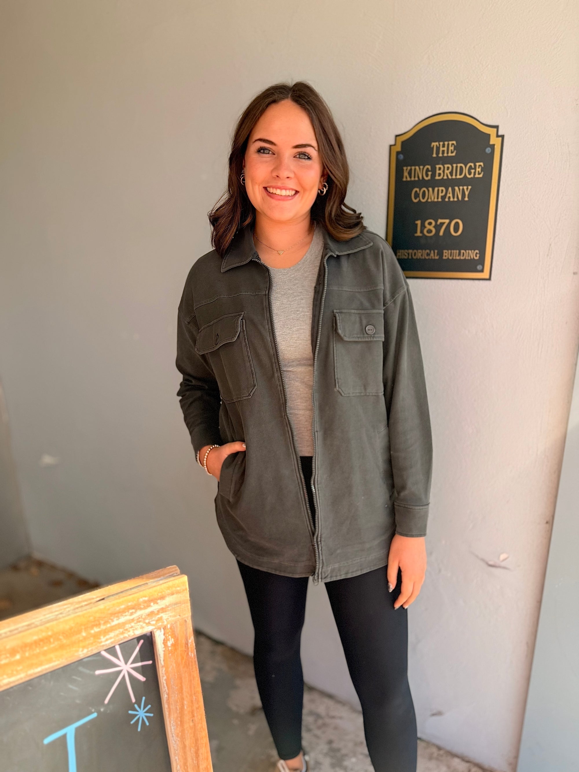 Mono B Charcoal Oversized Cotton Shacket