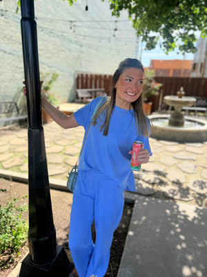 Blue Scuba Curved Hem Top