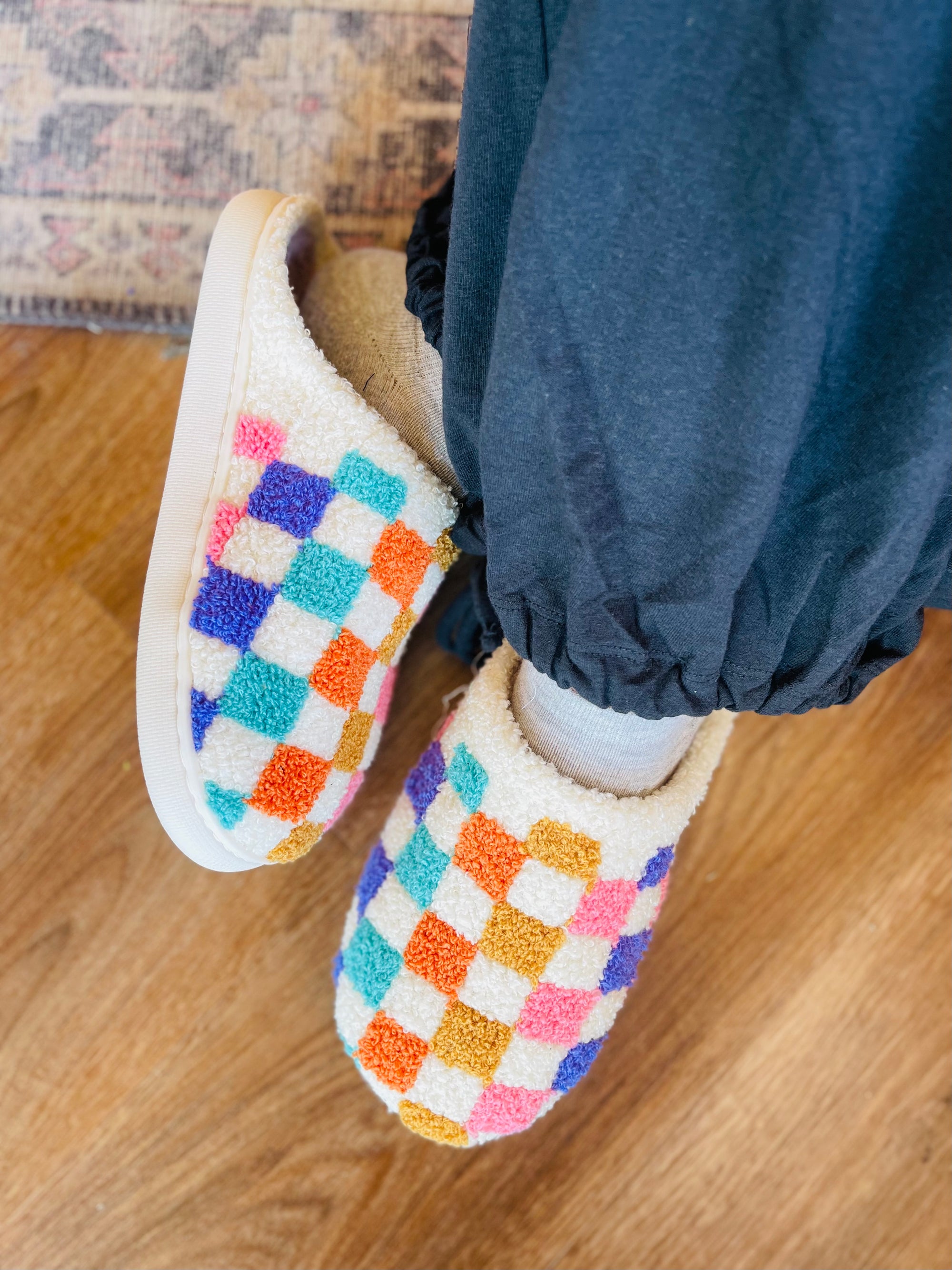 Colorful Plaid Print Slippers