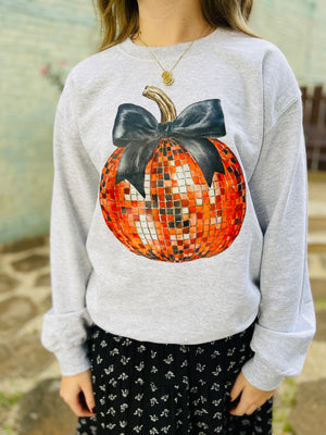 Disco Bow Pumpkin Crewneck Sweatshirt