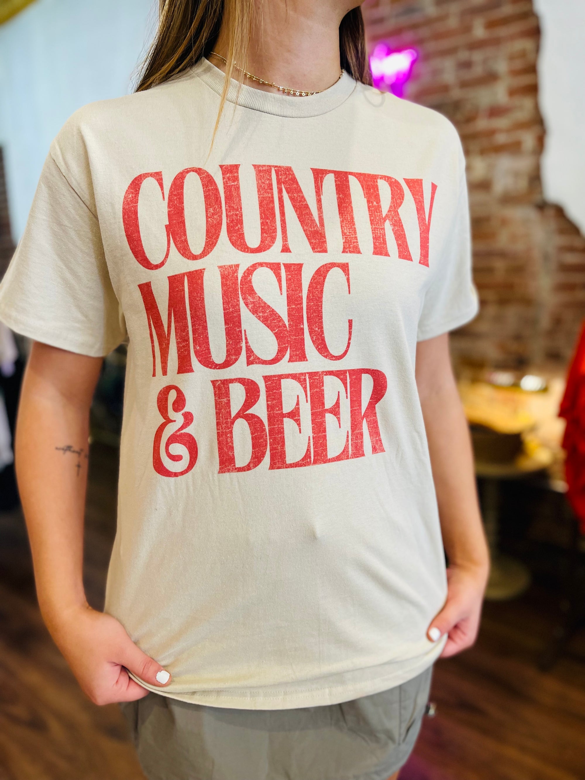 Country Music And Beer Graphic Tee