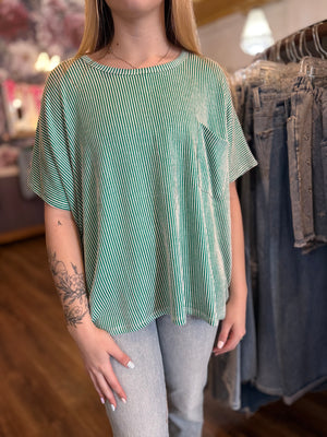 Corded Round Neck Short Sleeve Top