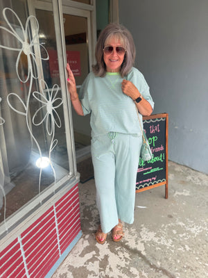 Sewn + Seen Mint/Lilac Striped Knit Pants