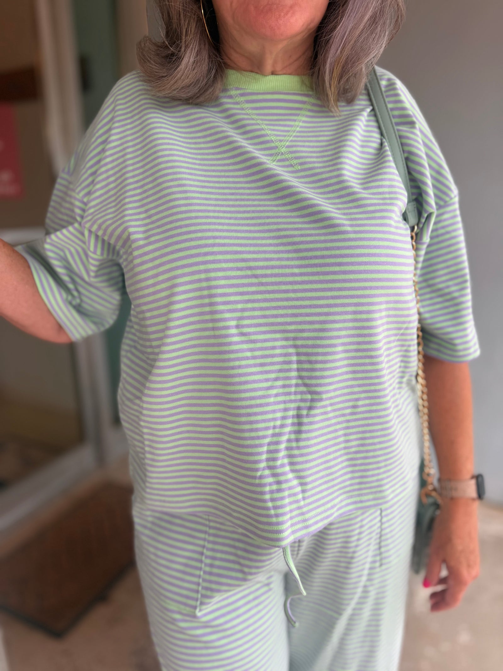 Sewn + Seen Mint/Lilac Striped Knit Top