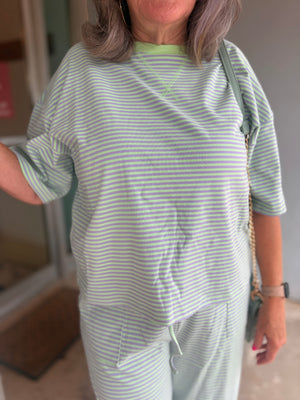 Sewn + Seen Mint/Lilac Striped Knit Top