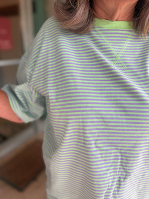 Sewn + Seen Mint/Lilac Striped Knit Top