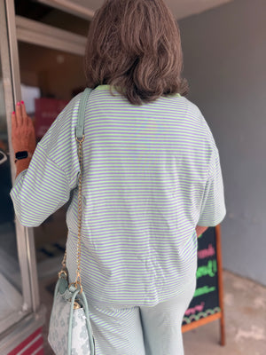 Sewn + Seen Mint/Lilac Striped Knit Top