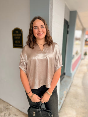 Champagne Metallic Dolman Sleeve Blouse