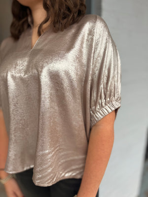 Champagne Metallic Dolman Sleeve Blouse