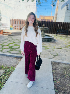 Merlot Knit Wide Leg Pant