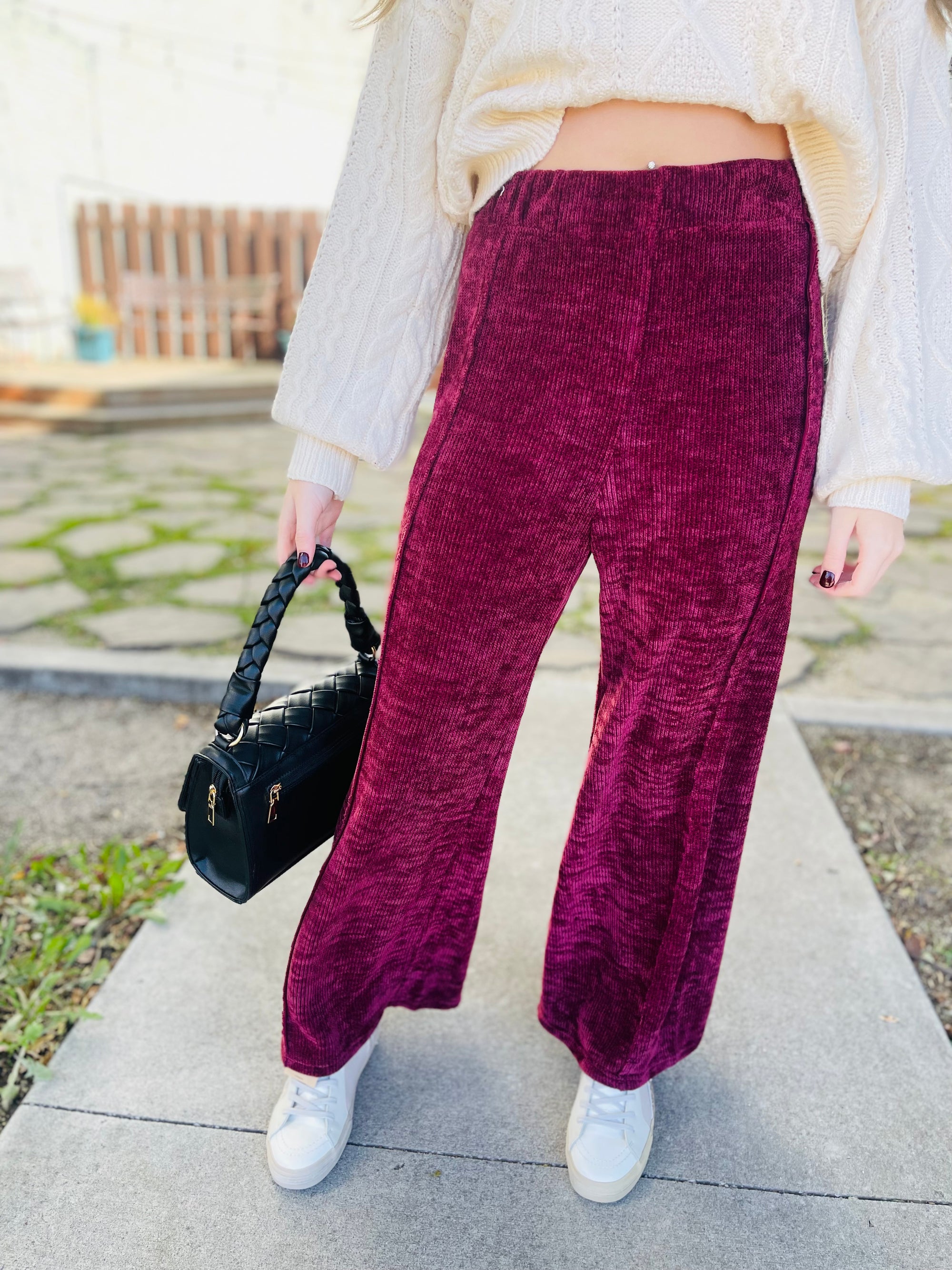 Merlot Knit Wide Leg Pant