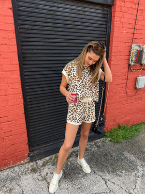 Sewn + Seen Leopard Ribbed Cap Sleeve Top
