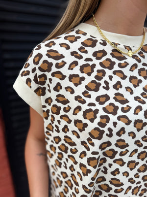 Sewn + Seen Leopard Ribbed Cap Sleeve Top