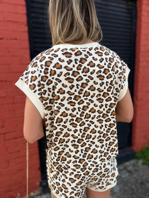 Sewn + Seen Leopard Ribbed Cap Sleeve Top