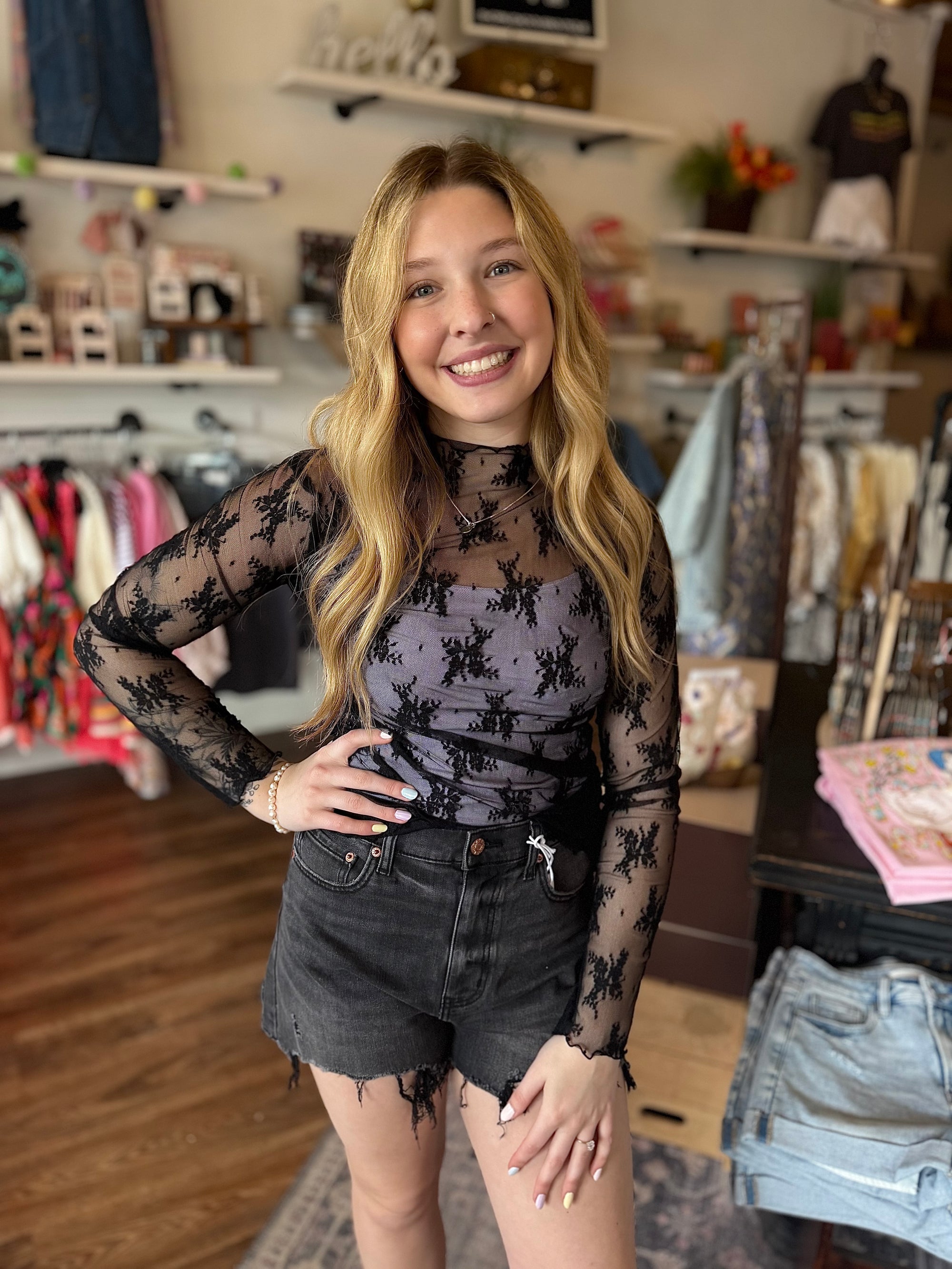 Lace Sheer Layering Top