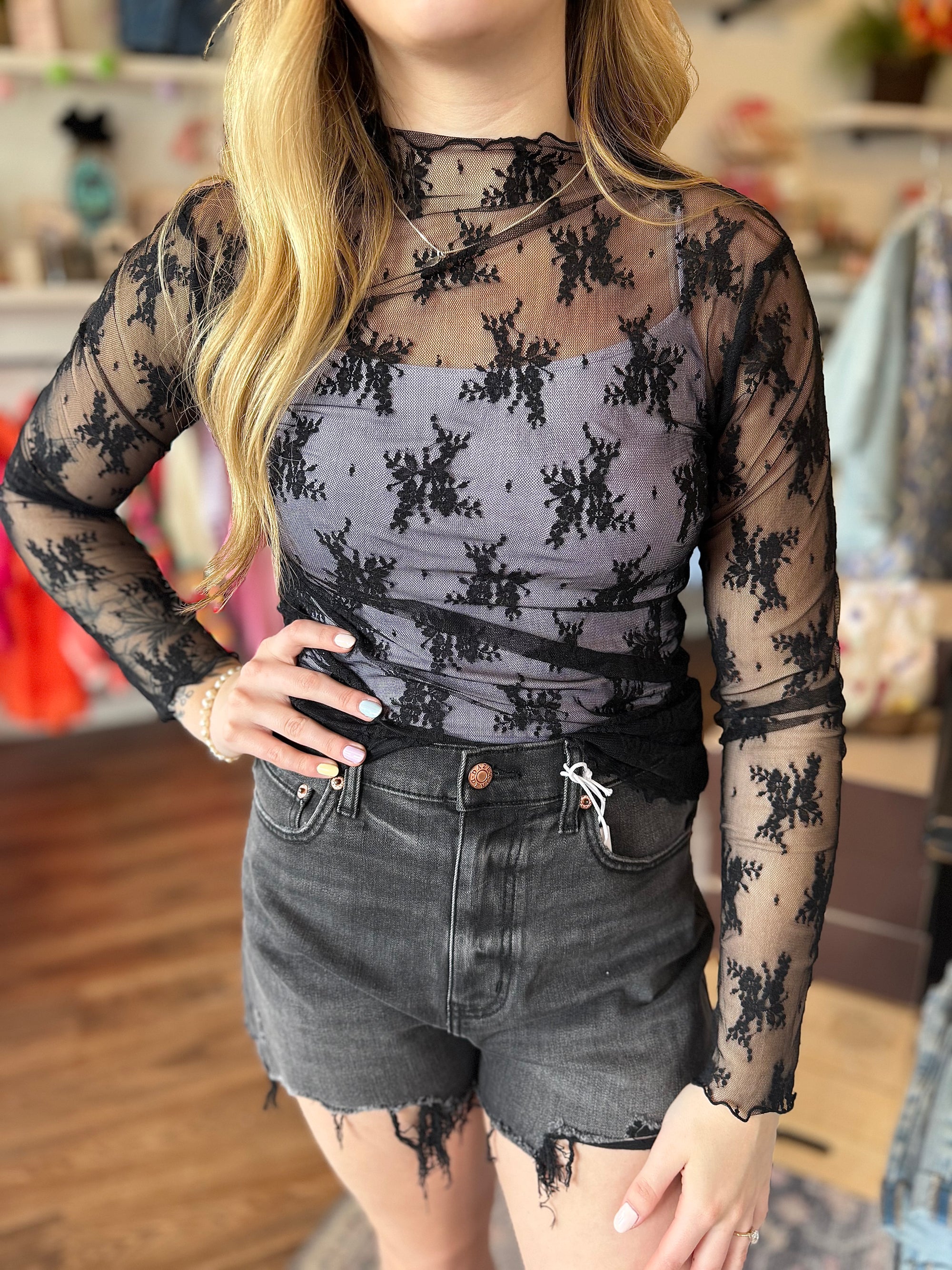 Lace Sheer Layering Top