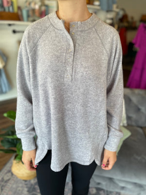 Brushed Oversized Henley Sweater