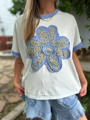 Sage + Fig White Flower Patchwork Top