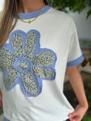 Sage + Fig White Flower Patchwork Top