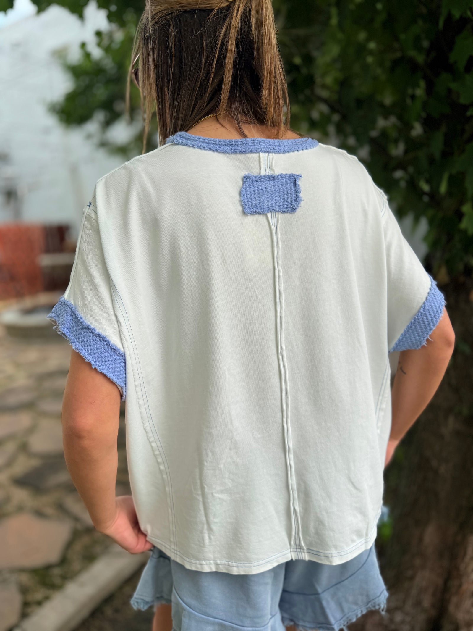 Sage + Fig White Flower Patchwork Top