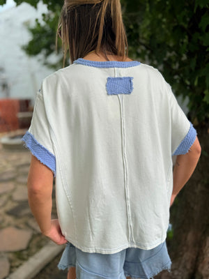 Sage + Fig White Flower Patchwork Top