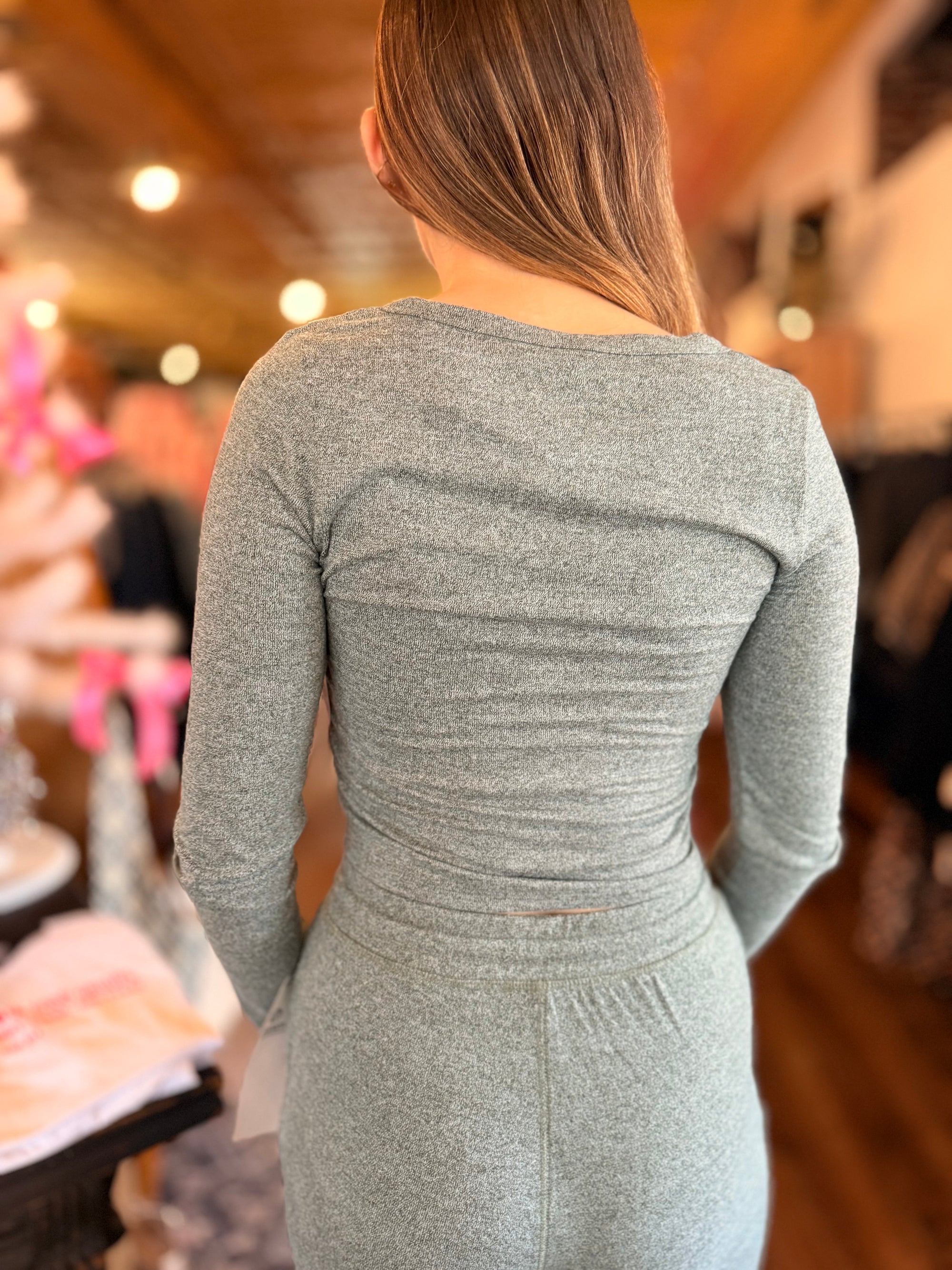 Mono B Grey Brushed Henley Top