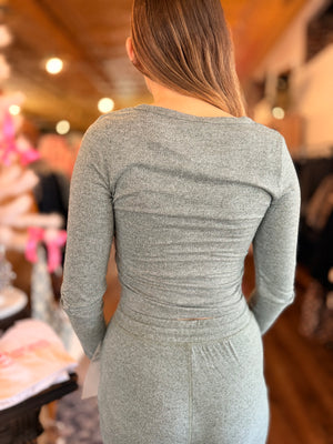 Mono B Grey Brushed Henley Top