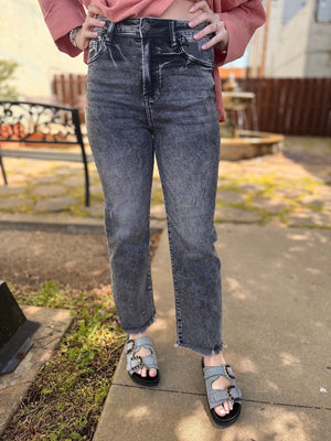 Risen Acid Black High Rise Cropped Jean