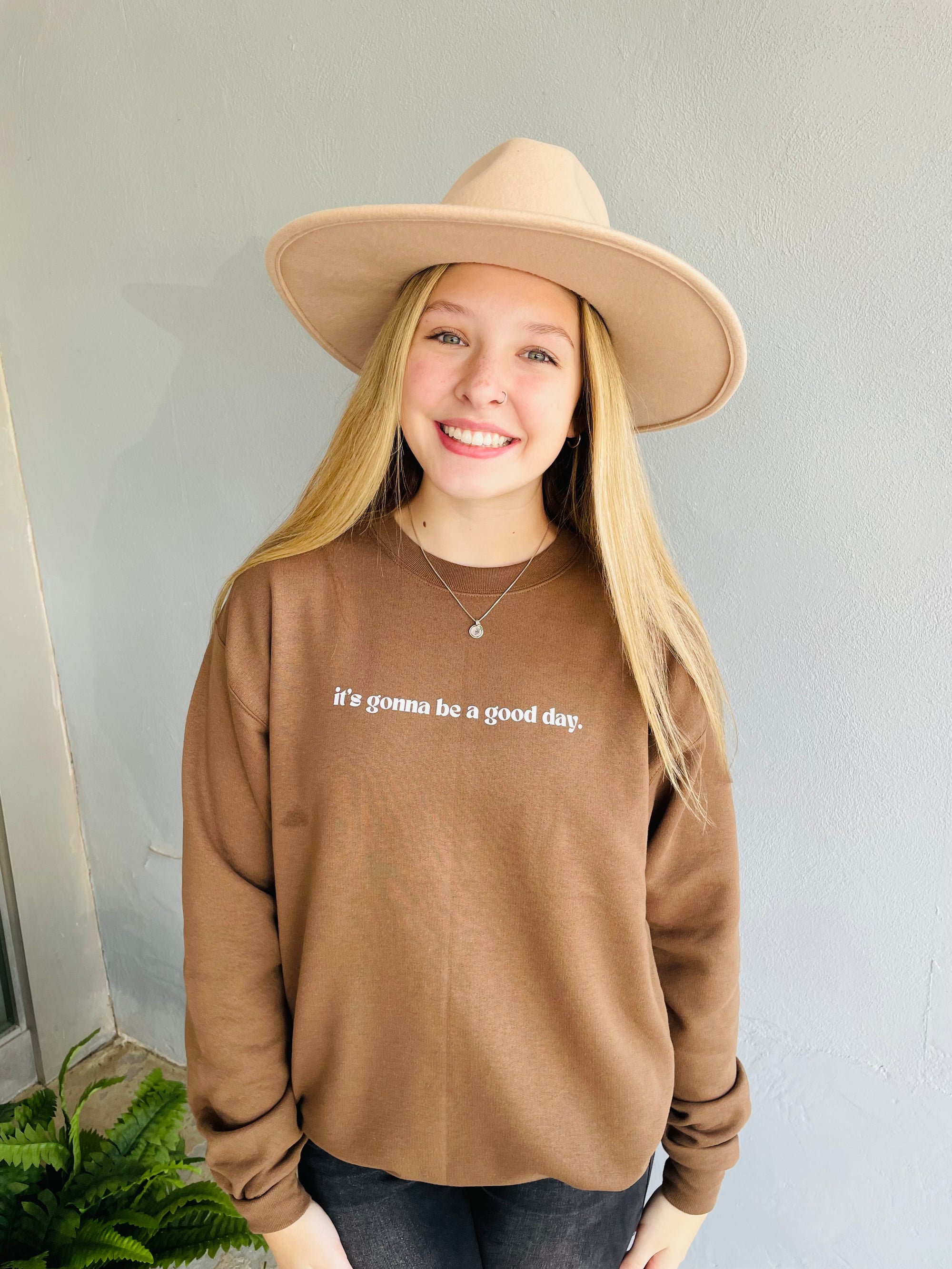 Brown It's A Good Day Crewneck