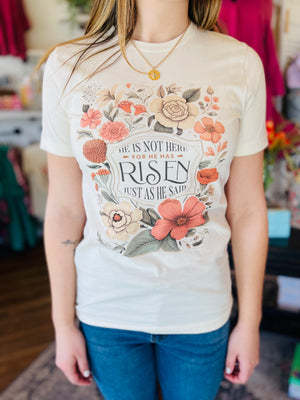He Has Risen Floral Graphic Tee