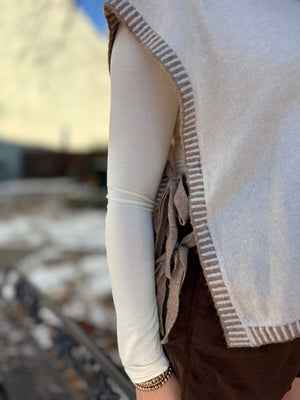 Cream Sweater Vest w/ Brown Side Ties