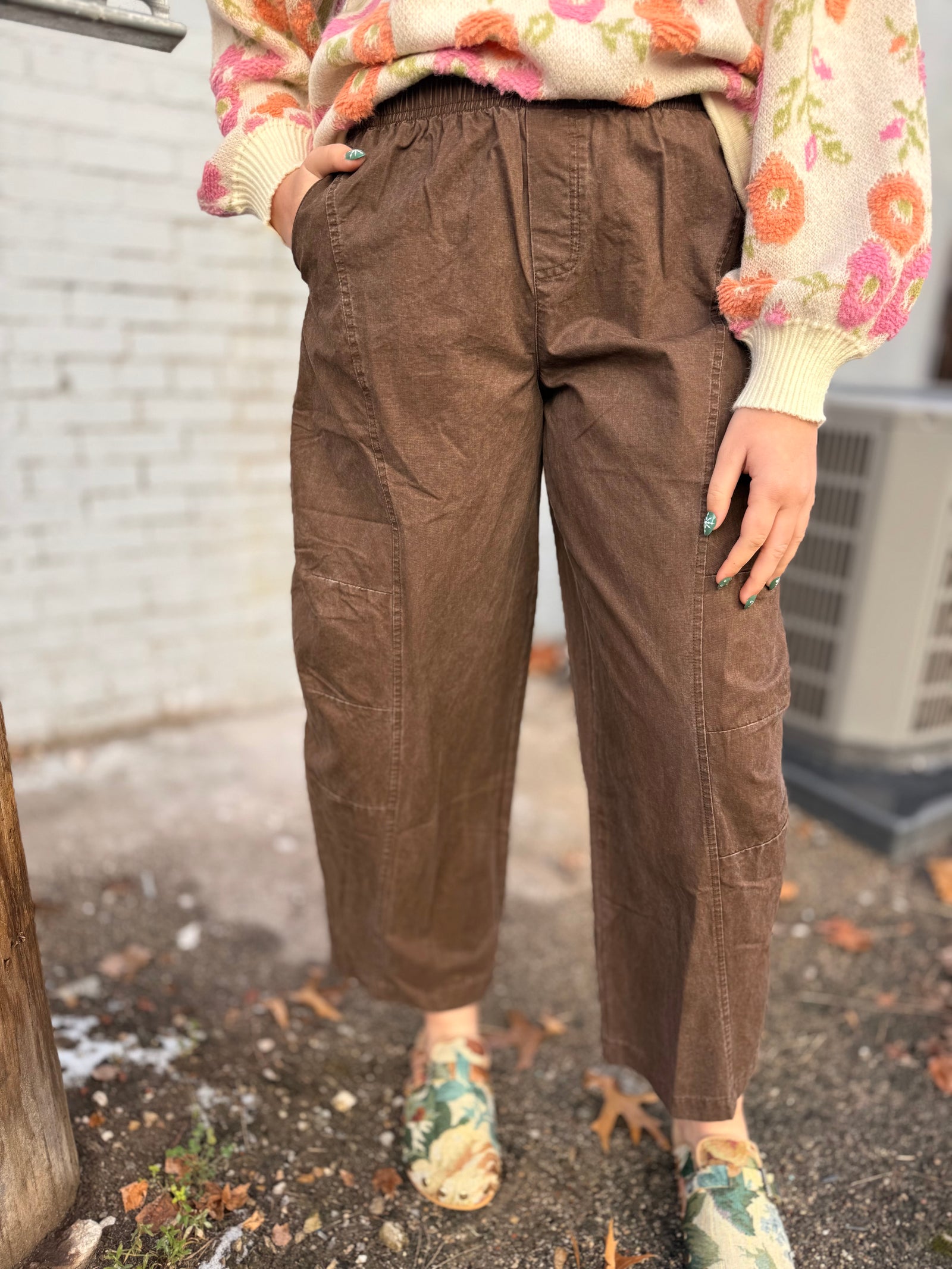 Easel Brown Parachute Barrel Pants